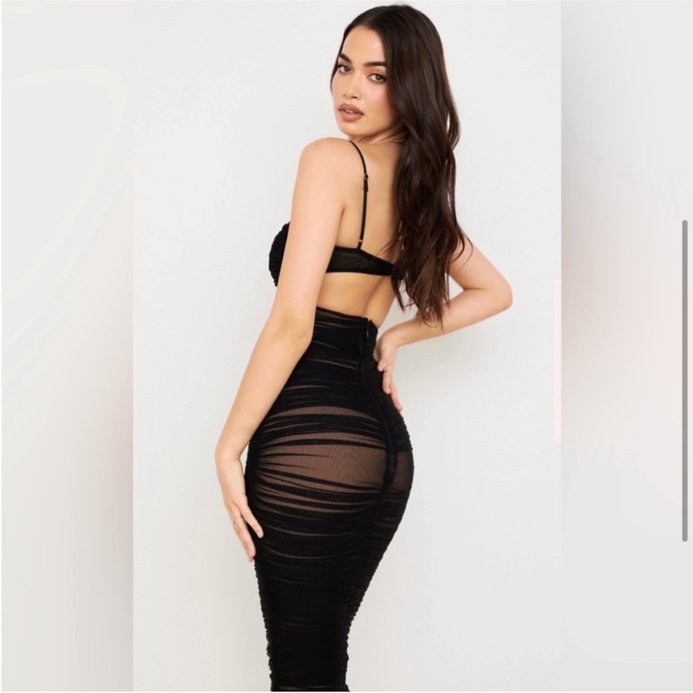 House of CB corset fitted ruched dress xs